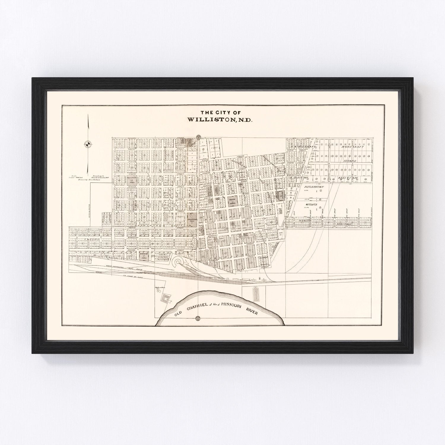 Vintage Map of Williston, North Dakota 1937