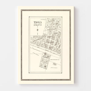 Vintage Map of Tioga, North Dakota 1937