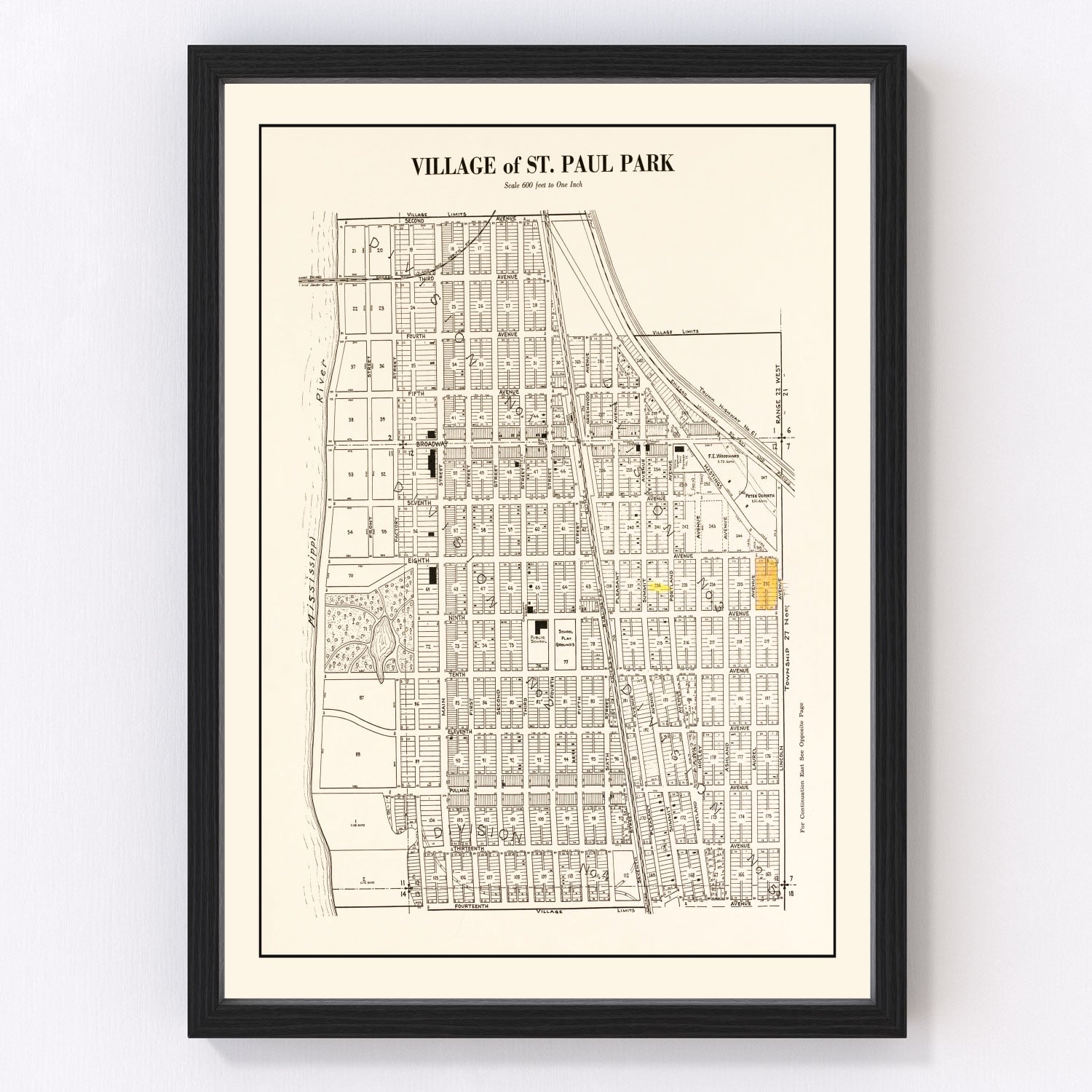 Vintage Map of Saint Paul Park, Minnesota 1938