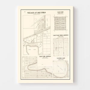 Vintage Map of Lake Emlo, Minnesota 1938