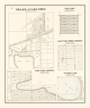 Vintage Map of Lake Emlo, Minnesota 1938
