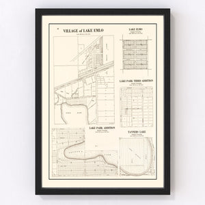 Vintage Map of Lake Emlo, Minnesota 1938