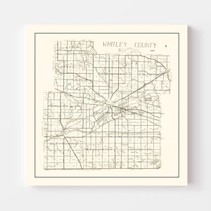 Vintage Map of Whitley County, Indiana 1939