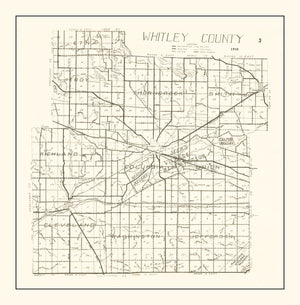 Vintage Map of Whitley County, Indiana 1939