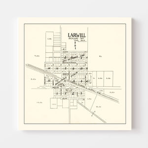 Vintage Map of Larwill, Indiana 1939