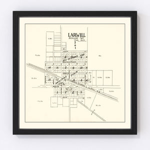 Vintage Map of Larwill, Indiana 1939