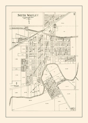 Vintage Map of South Whitley, Indiana 1939