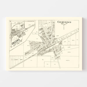 Vintage Map of Churubusco, Indiana 1939