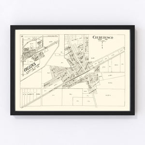 Vintage Map of Churubusco, Indiana 1939