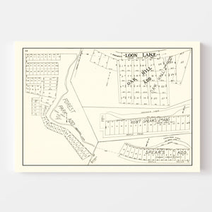 Vintage Map of Loon Lake, Indiana 1939