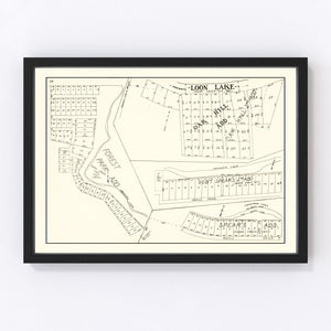 Vintage Map of Loon Lake, Indiana 1939