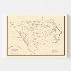 Vintage Map of Chesterfield County, South Carolina 1825