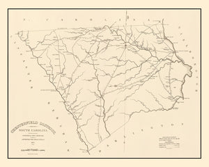 Vintage Map of Chesterfield County, South Carolina 1825