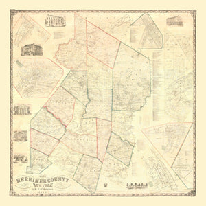 Vintage Map of Herkimer County, New York 1859