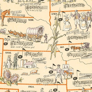 Vintage Folklore Music Map of the United States 1946