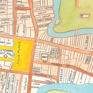 Vintage Map of San Antonio, Texas 1985