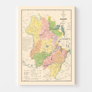 Vintage Anhui Province, China Map 1888