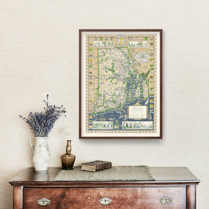 Vintage Narragansett Bay Map 1936