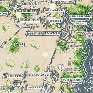 Vintage Narragansett Bay Map 1936