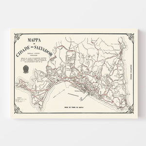 Vintage Map of Salvador, Brazil 1931