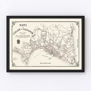 Vintage Map of Salvador, Brazil 1931