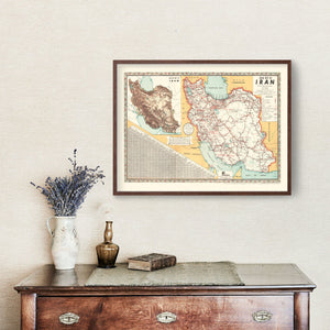 Vintage Map of Iran 1960