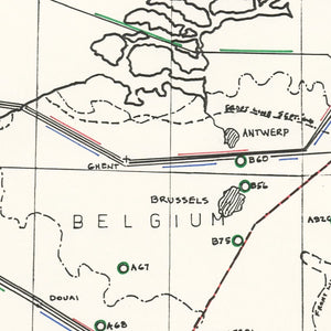 Vintage Map of the 72nd Troop Carrier Squadron Over Europe During WWII Map 1972
