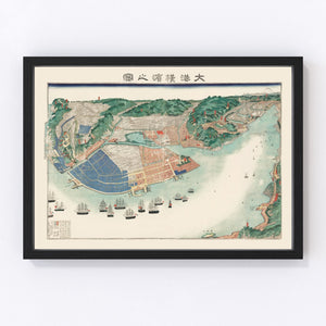 Vintage Map of Yokohama, Japan 1868
