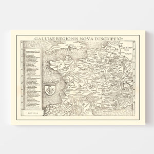 Vintage Map of France 1550