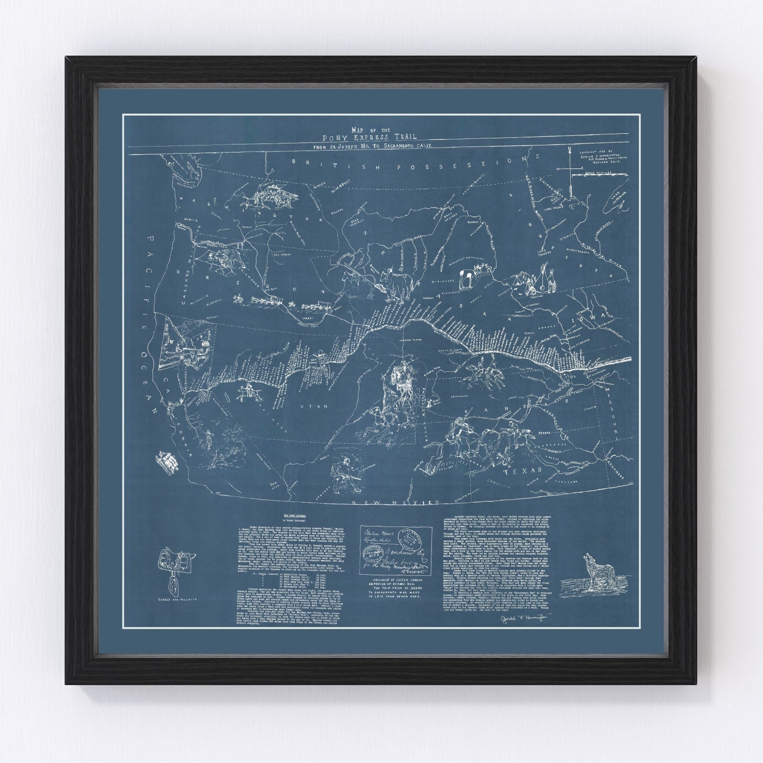 Vintage Pony Express Map 1935