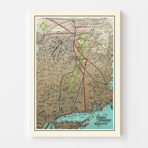 Vintage Railroad Map of United States 1890