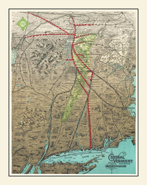 Vintage Railroad Map of United States 1890