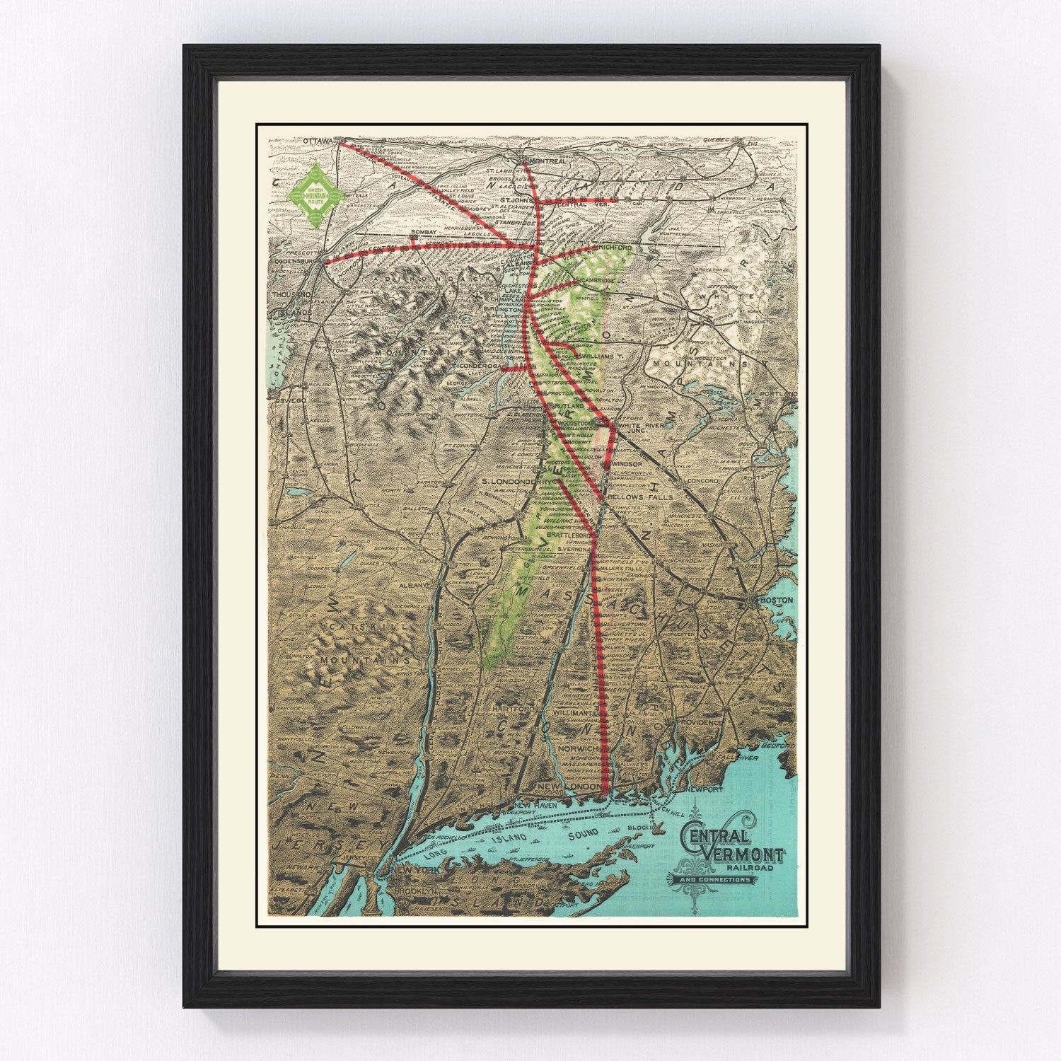 Vintage Railroad Map of United States 1890