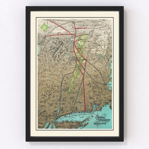 Vintage Railroad Map of United States 1890