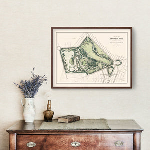 Vintage Prospect Park Brooklyn, NY Map 1868