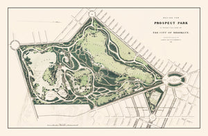 Vintage Prospect Park Brooklyn, NY Map 1868