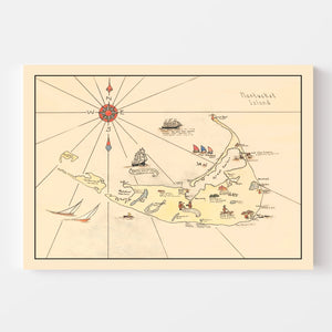 Vintage Nantucket Map 1930