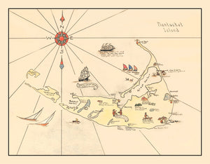 Vintage Nantucket Map 1930