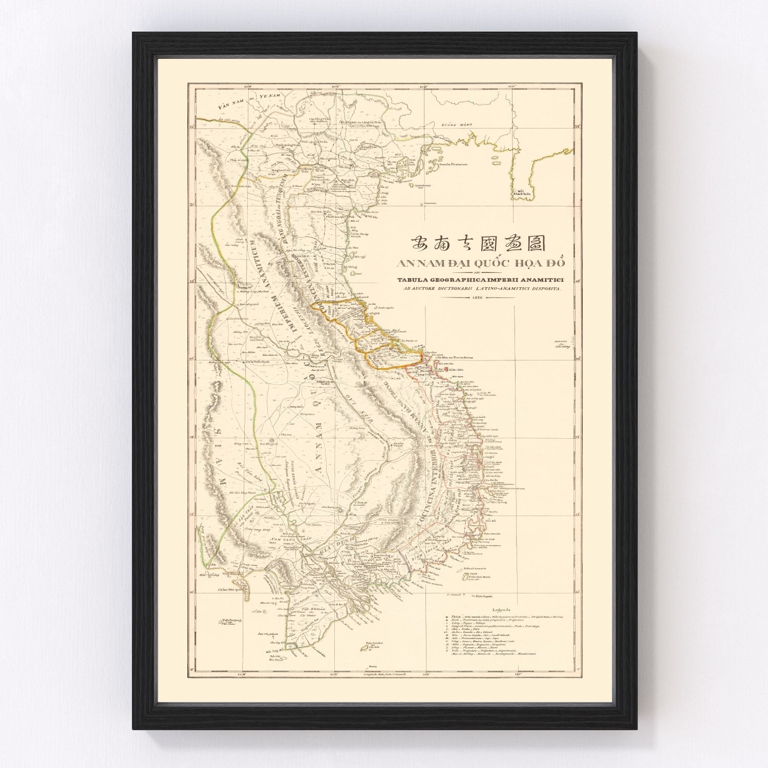 Vintage Map of Vietnam 1838
