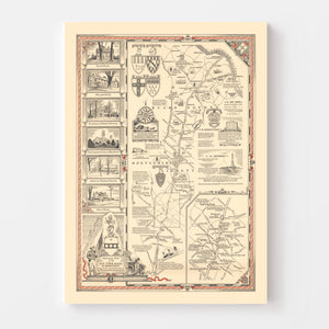 Vintage Old York Road Pennsylvania Map 1941