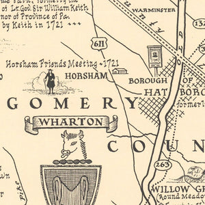 Vintage Old York Road Pennsylvania Map 1941