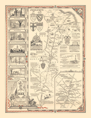Vintage Old York Road Pennsylvania Map 1941