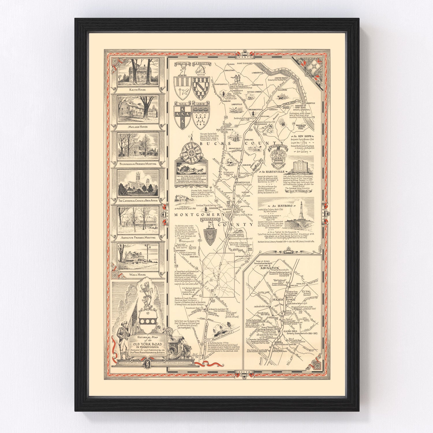 Vintage Old York Road Pennsylvania Map 1941