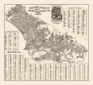 Vintage Map of Oakland, California 1920