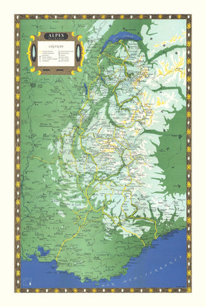 Vintage French Alps Map 1950
