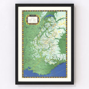 Vintage French Alps Map 1950