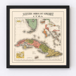Vintage Map of Cuba 1898
