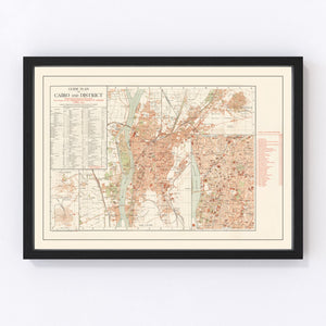 Vintage Map of Cairo, Egypt 1935