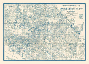 Vintage Map of San Bernardino County, California 1932