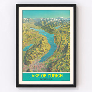 Vintage Map of Zurich, Switzerland 1939